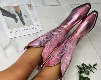 Cowboy western boots Metallic Pink