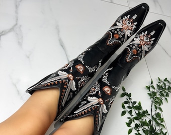 Bottes de cow-boy western noires