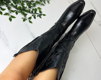 Cowboy western boots black