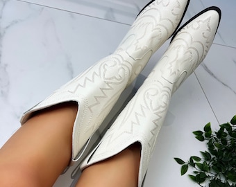 Cowboy western cream boots