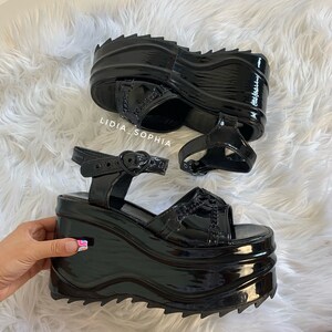 black chunky wedges