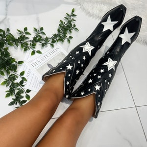 Cowboy western black knee high boots
