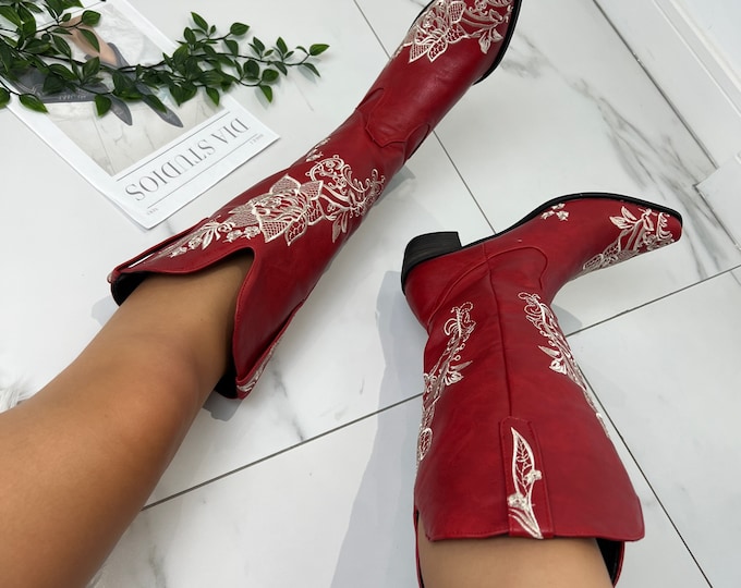 Cowboy western boots red