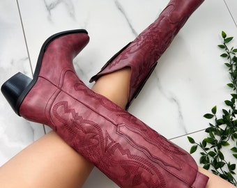 Bottes western cowboy Bordeaux Rouge