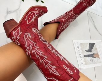 Bottes western cowboy rouge