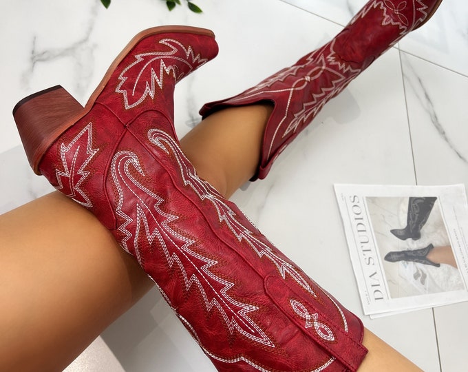 Cowboy western boots red