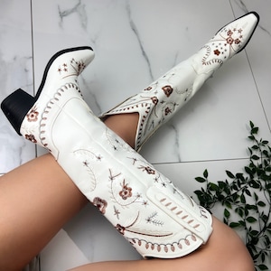 Crèmekleurige cowboylaarzen