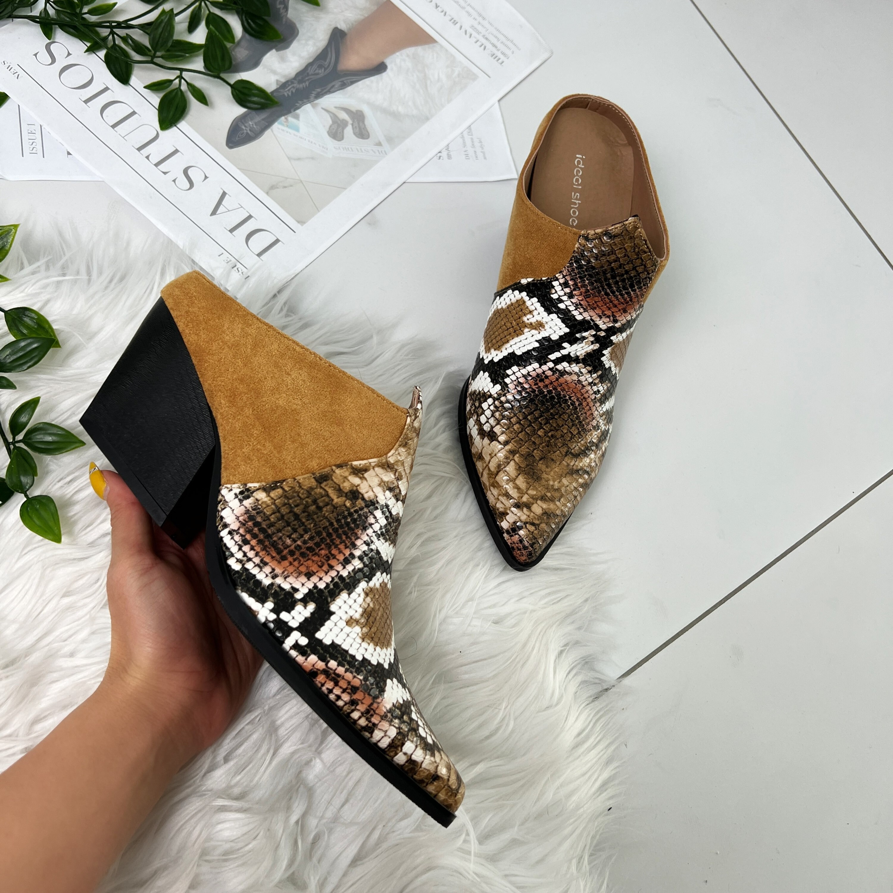 Buy Brown Snakeskin Print Mules Slip On Online in India - Etsy