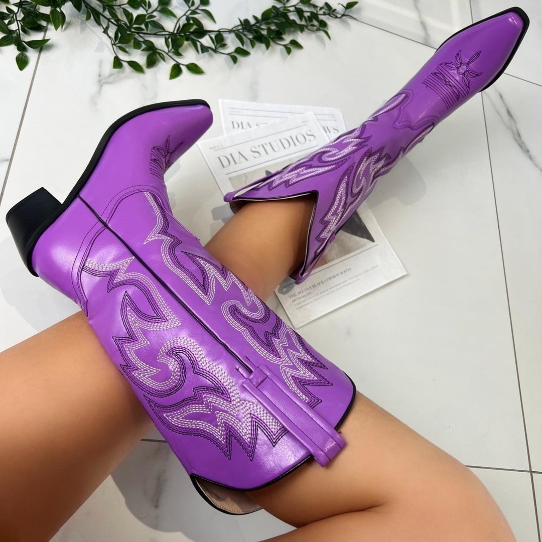 Purple western boots discount