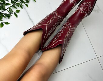 Cowboy western boots Burgundy Red