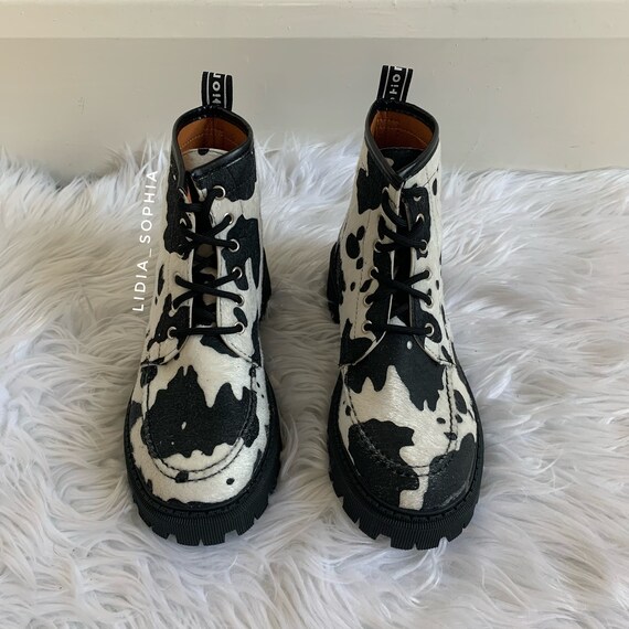 Cow Print Ankle Boot - Etsy