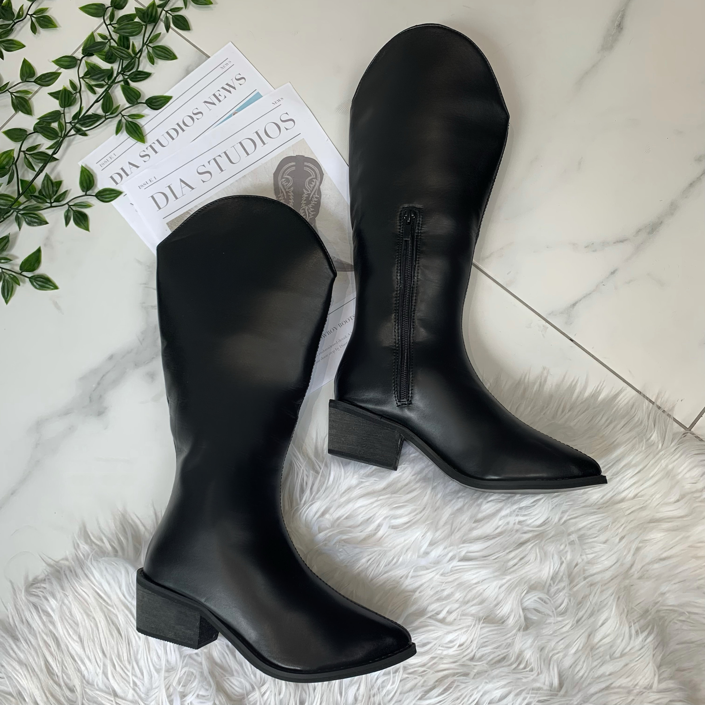 womens black cowboy boots uk