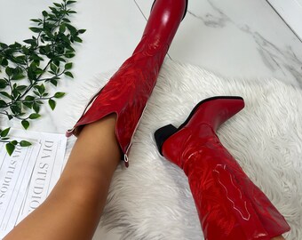 Cowboy western boots red