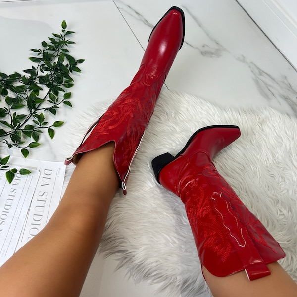 Cowboy western boots red