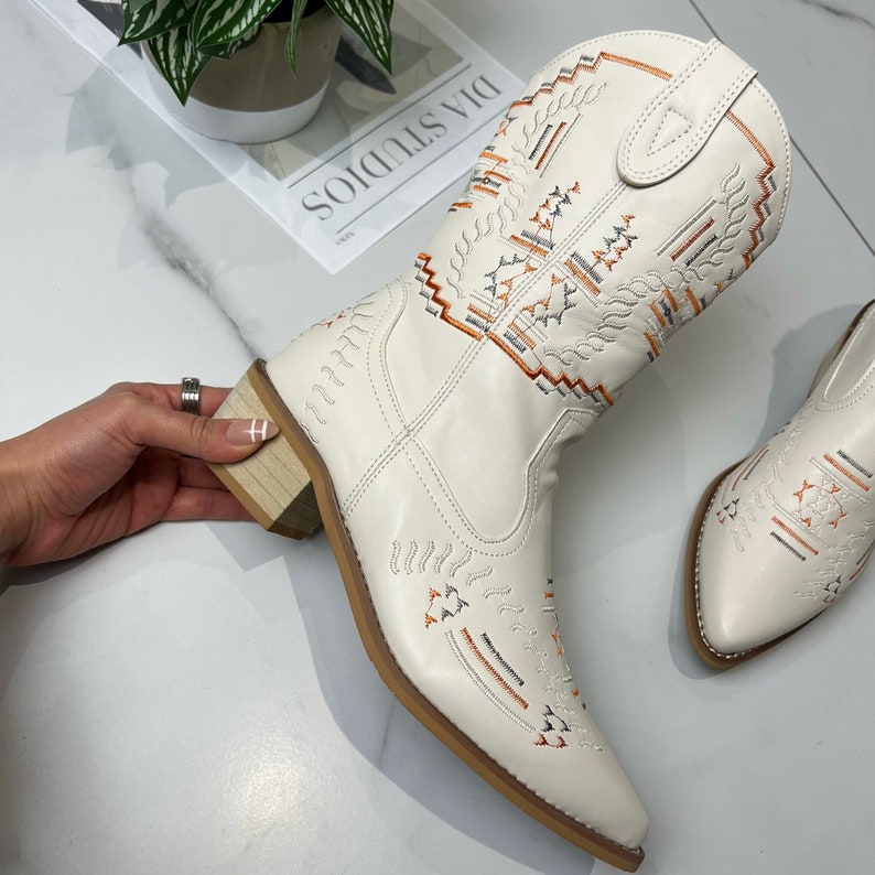 Cowboy Western Cream Boots Etsy