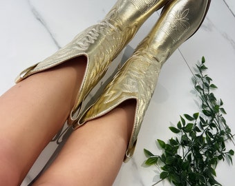 Cowboy western boots gold