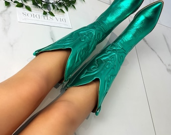 Cowboy western boots green