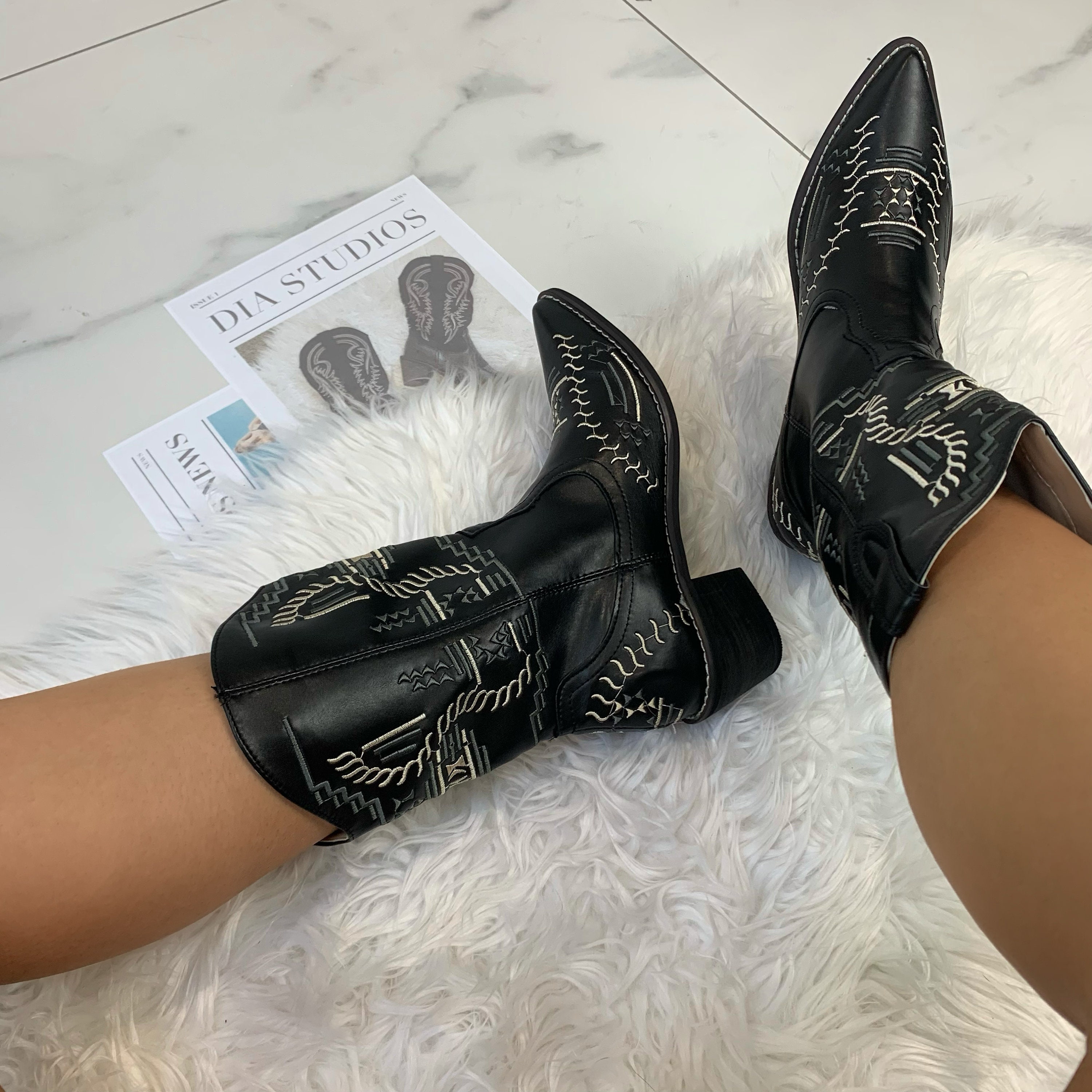 western boots black womens