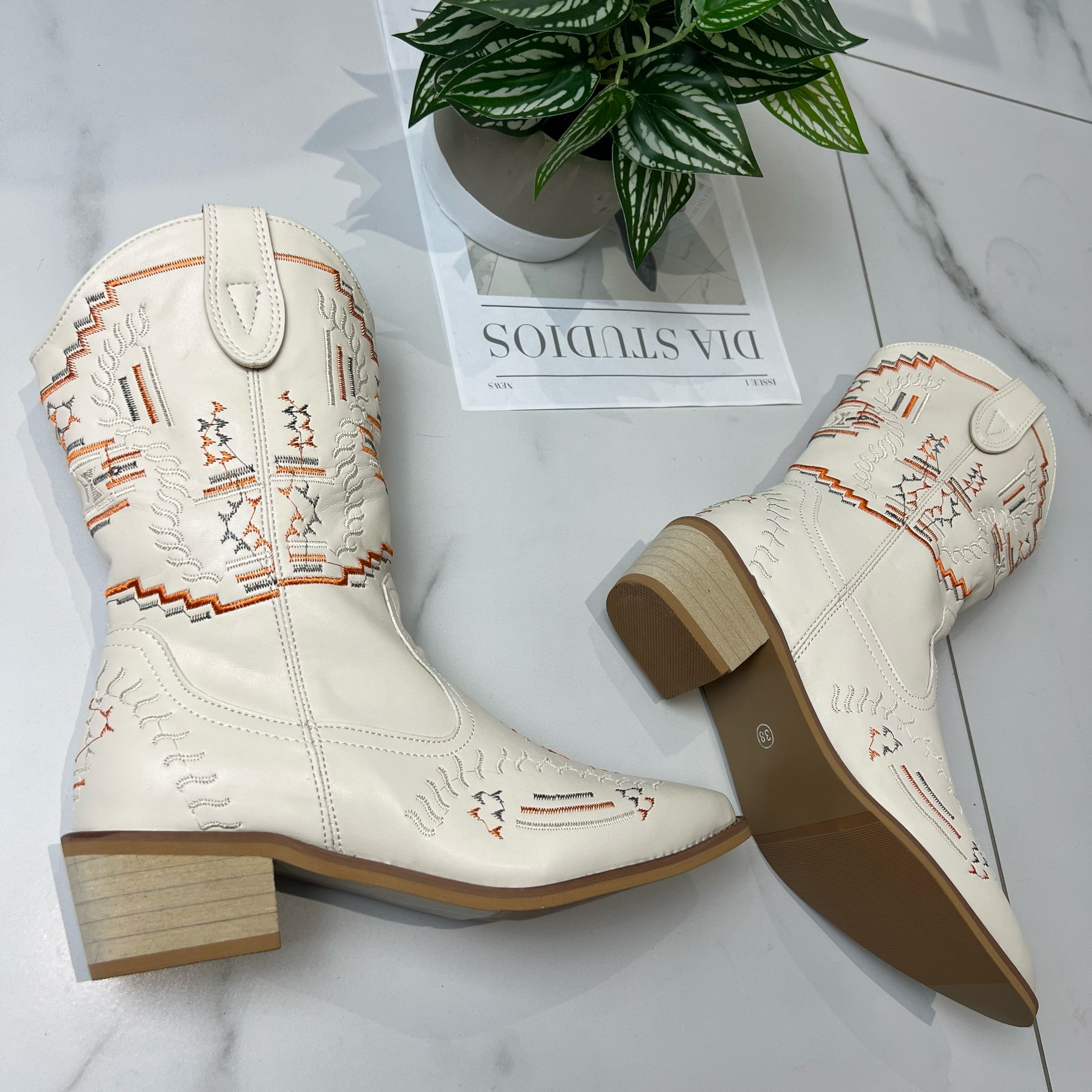 Cowboy Western Cream Boots Etsy