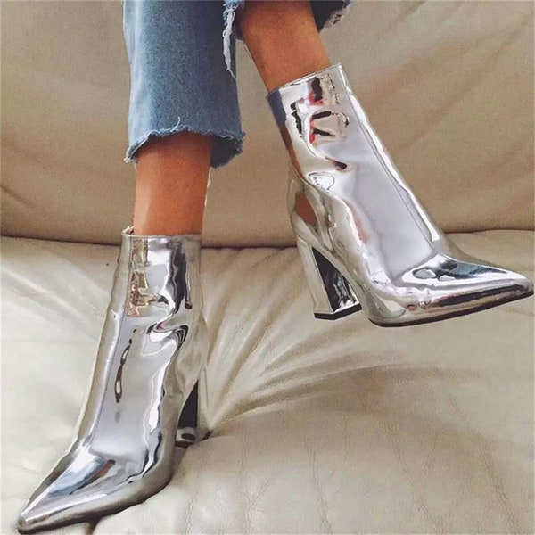 silver ankle boots uk