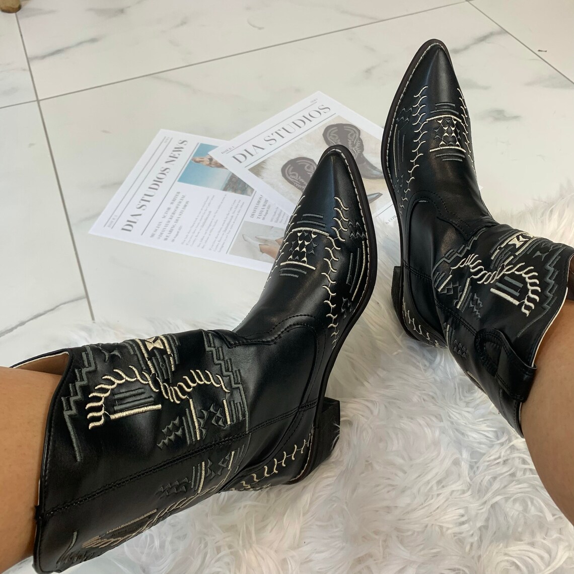 Cowboy Western Black Boots - Etsy