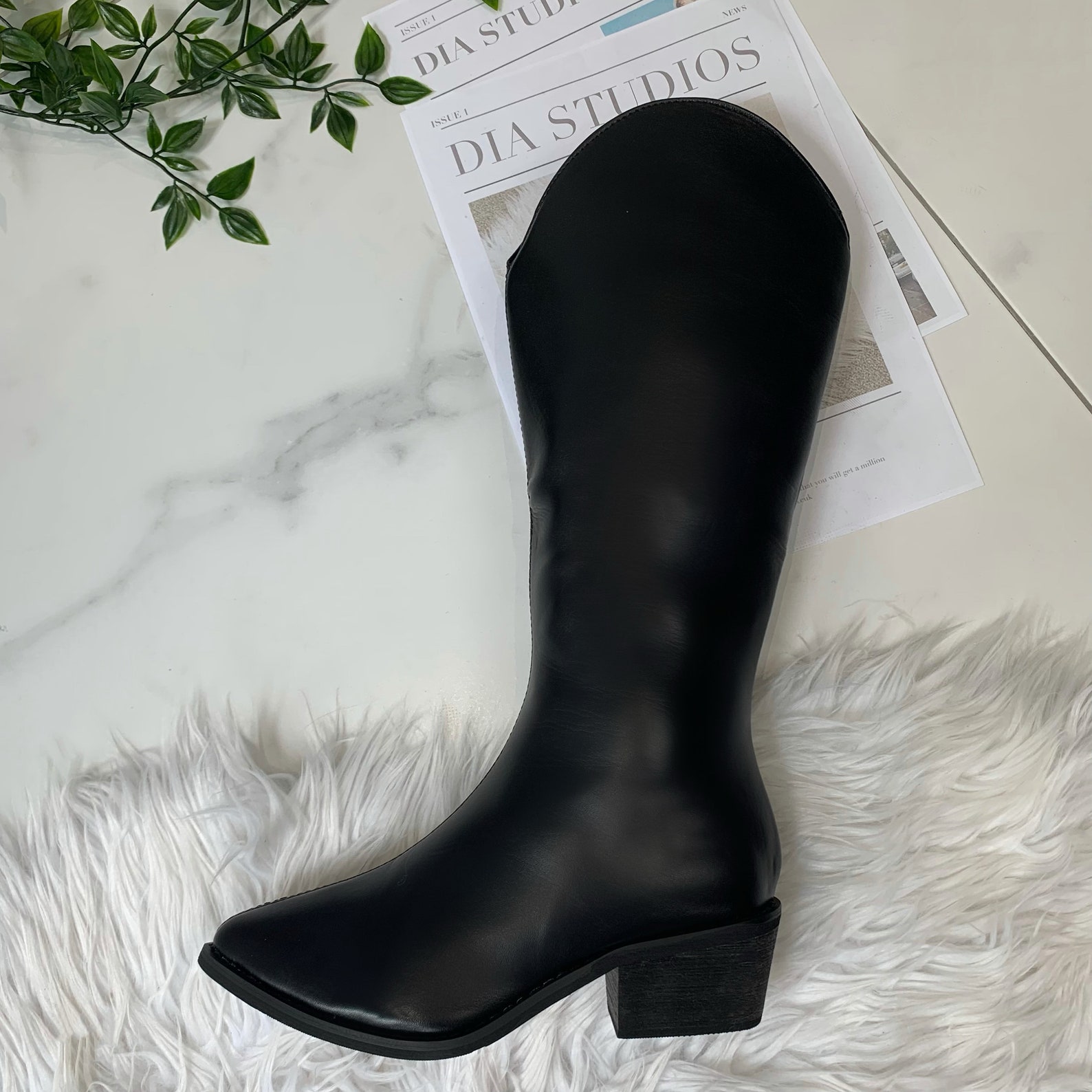 womens black cowboy boots uk