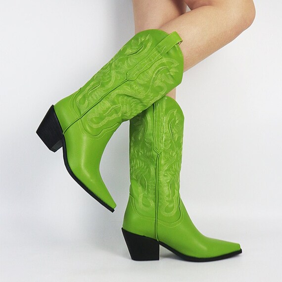 Cowboy western laarzen groen - Etsy België