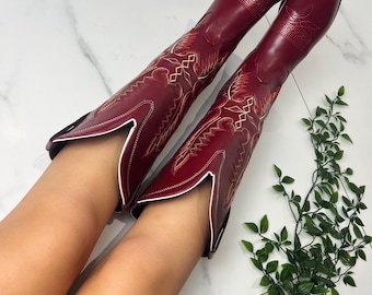 Cowboy western boots Burgundy Red