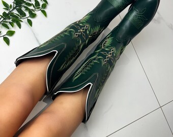 Cowboy western boots green