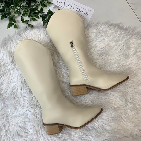 Cowboy Western Boots Cream - Etsy