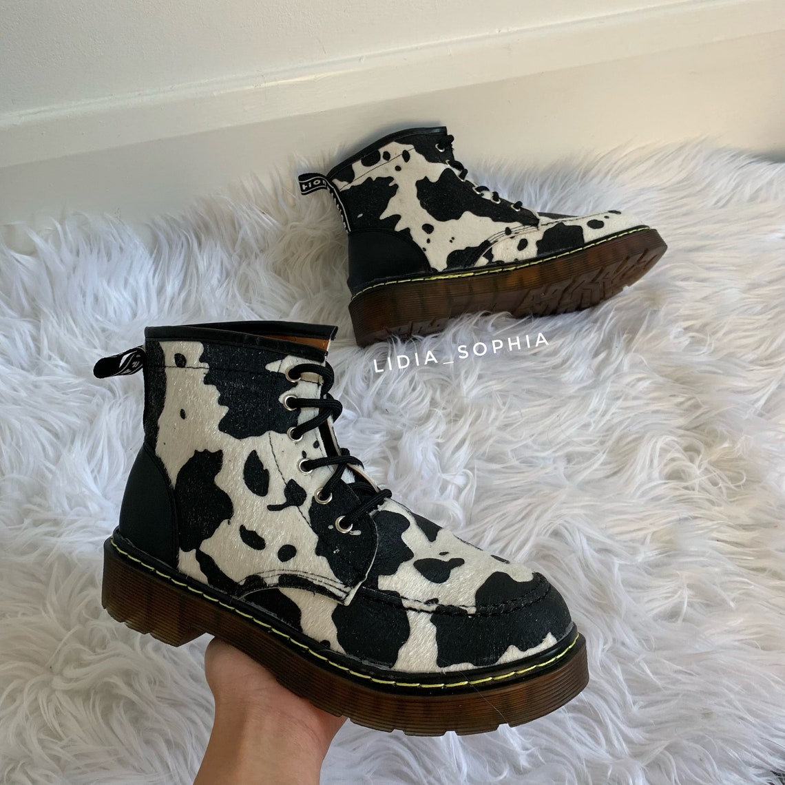 cow print rubber boots