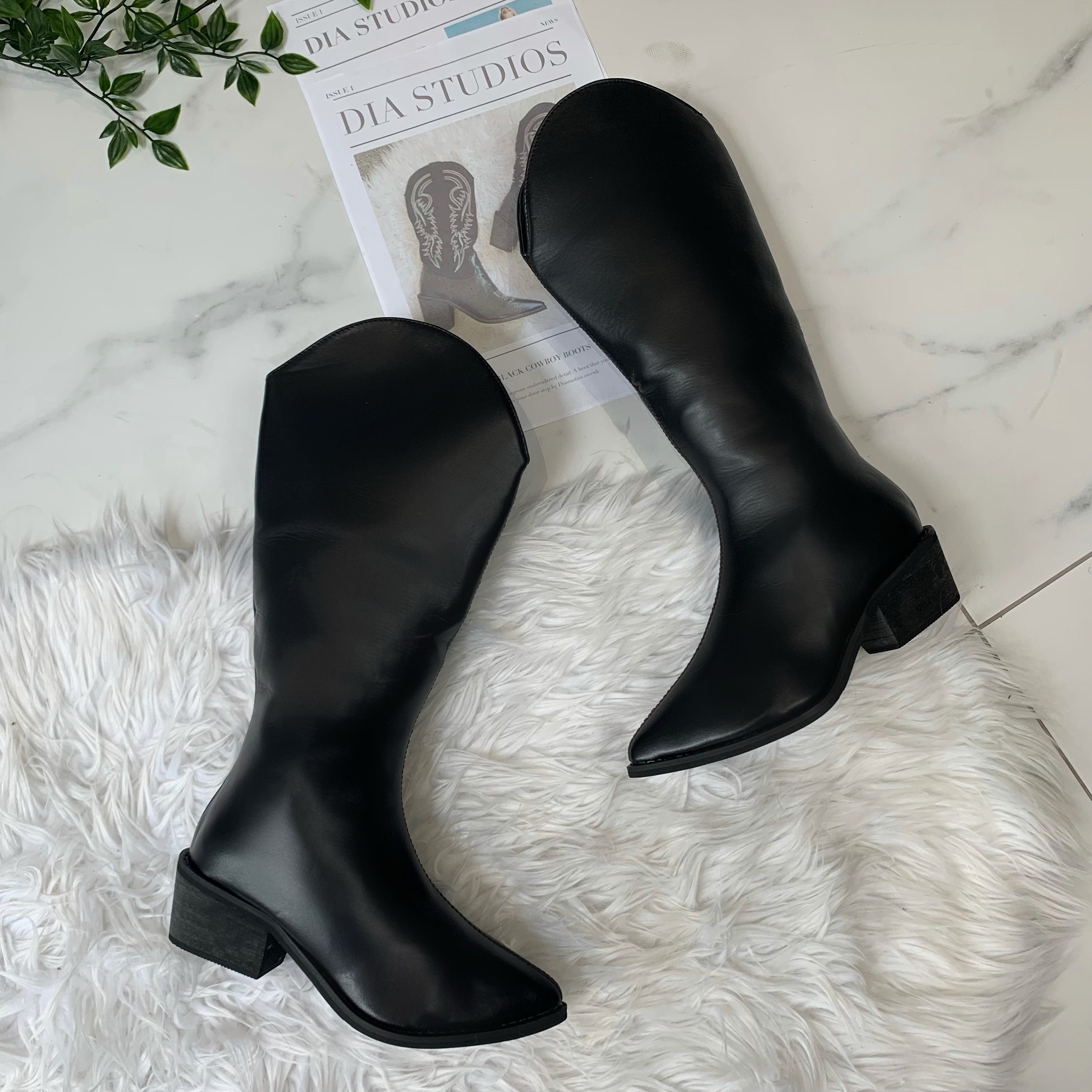 womens black cowboy boots uk