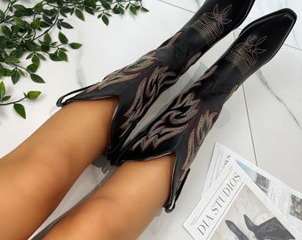 Bottes de cow-boy western noires