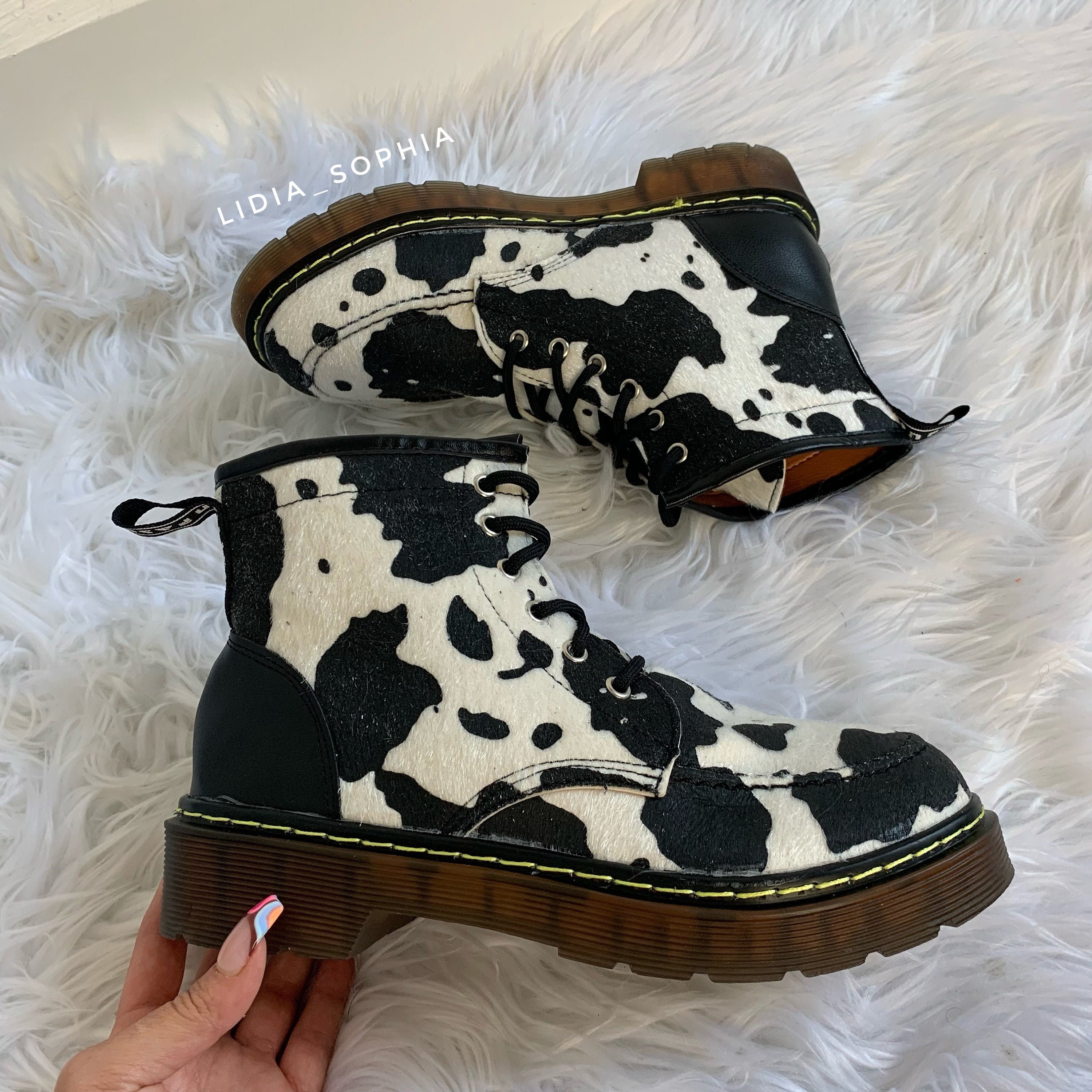 Cow Print Ankle Boot - Etsy UK