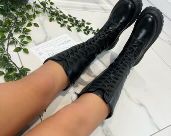 black lace boots