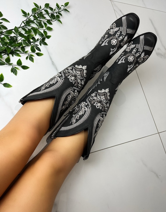 DREAM PAIRS Stivali da cowboy larghi da donna, stivali da cowgirl a