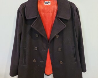 Vintage Lands End Wool Peacoat (Deep Navy Blue)