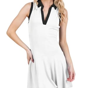 Women’s Collar Drop Waist Tennis Mini Dress | White Tennis Dress