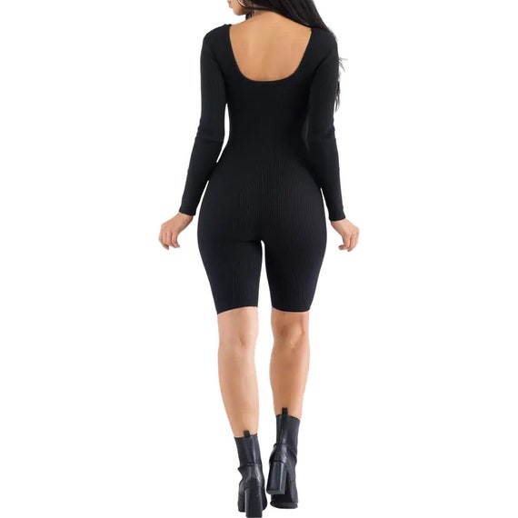 Black Ribbed Long Sleeve Romper Bodycon Jumpsuit USA Made Women's Sexy Fitted One Piece - Etsy Black Ribbed Long Sleeve Romper Bodycon Jumpsuit USA Made Women's Sexy Fitted One Piece - Etsy