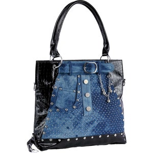 Bolso de mano con diseño de jeans de mezclilla para mujer / Bolso de hombro moderno de jeans reciclados / Monedero casual de mezclilla azul / Accesorio de moda ecológico
