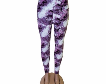 Frauen lila Tie Dye hohe Taille Yoga Hosen Leggings | Batik Leggings | Yogahose für Frauen | Yoga-Leggings