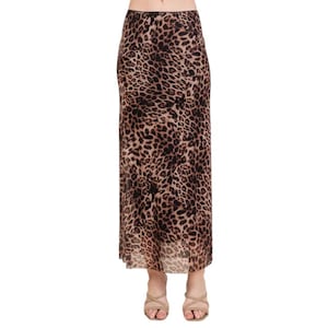 Leopard Print Sheer Mesh Mesh Skirt | Black Animal Print Skirt | Leopard Pencil Skirt
