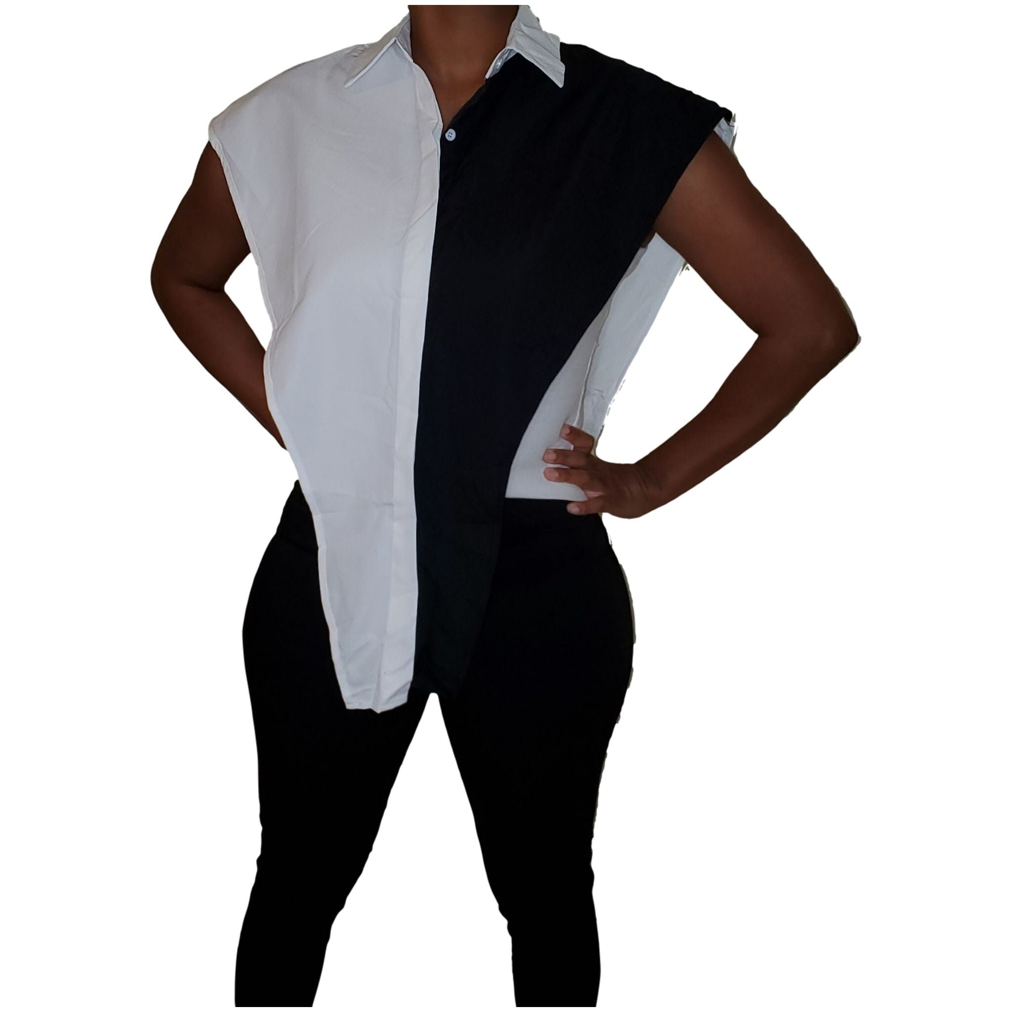 Women's V-shape Sleeveless Collared Blouse Poncho - Etsy