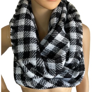 Women&#39;s Buffalo Plaid Infinity Scarf | Cozy Winter Loop Wrap | Soft Checkered Neck Warmer | Trendy Fashion Accessory