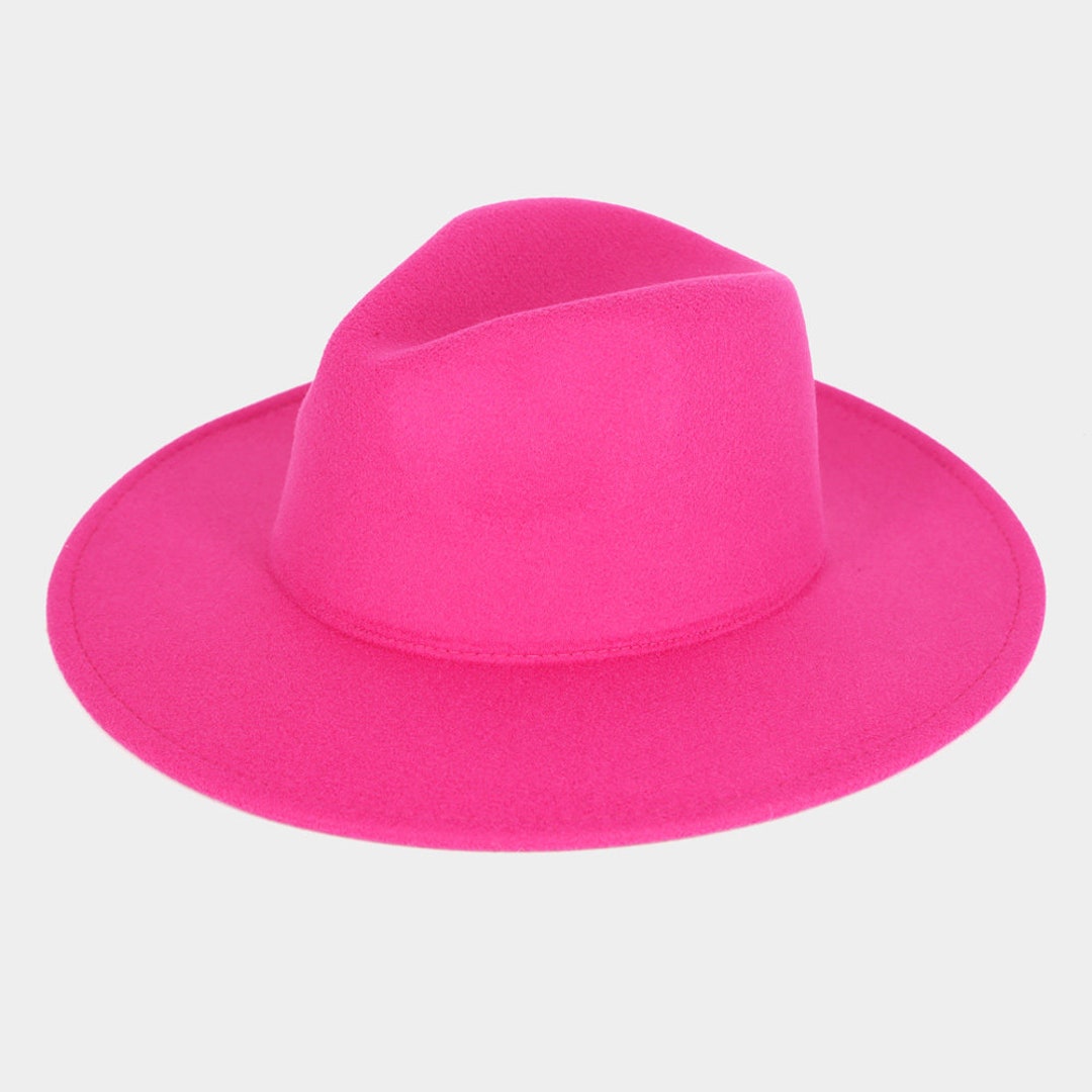 Pink Wide Brim Fedora Hat for Fashion Hot Pink Fedora Hot Pink Hat for