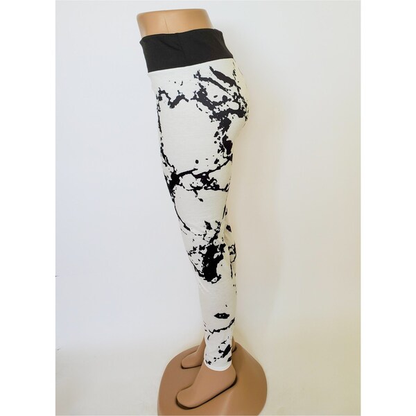 Fashionable Marble Print High Waist Body Shaping Sea Green Leggings main image 0
