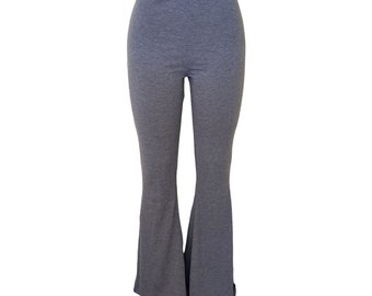 Women's Gray Stretch Flare Leg Bell Bottom Pants