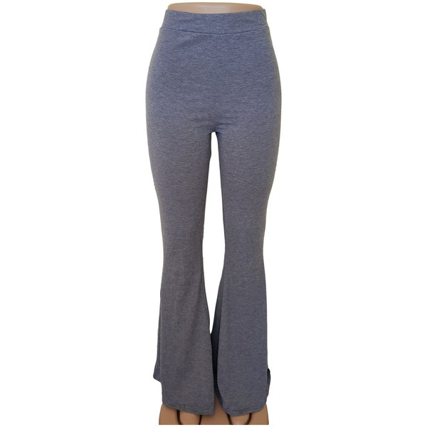 Women's Gray Stretch Flare Leg Bell Bottom Pants