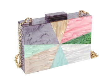 Women's Multi-Color Acrylic Evening Cocktail Purse | Acrylic Clutch Purse | Event Party Purse | Mother's Day Gift