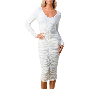 Long Sleeve Bodycon Dress White
